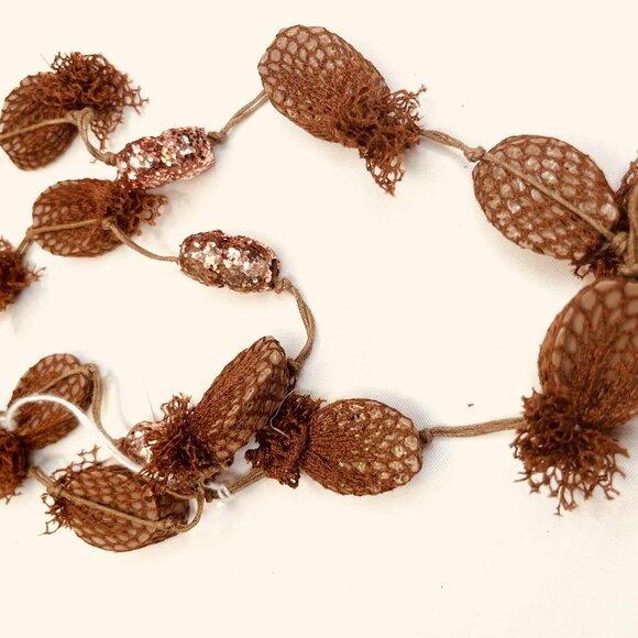 Vintage Wooden & Sequin Bead Necklace — 112 cm, Handmade - Picture 5 of 9